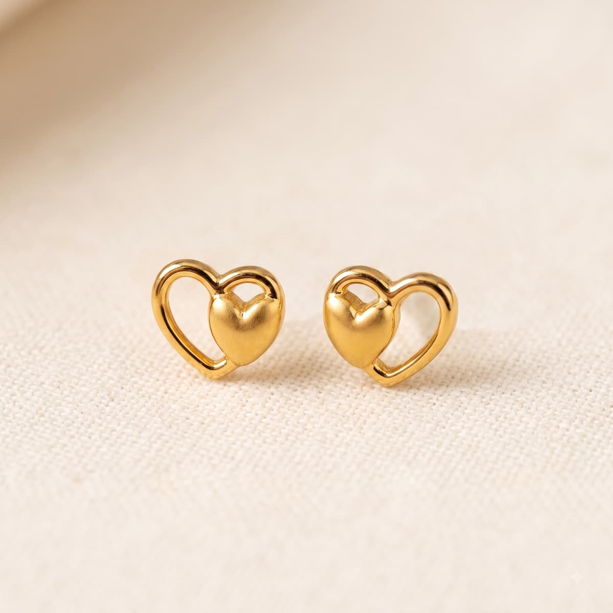 Gold Heart Stud Tops
